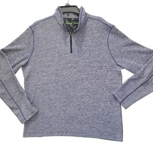 Robert Graham Mens Blue Heather 1/4 Zip Pullover Sweater Classic Fit Size L FLAW